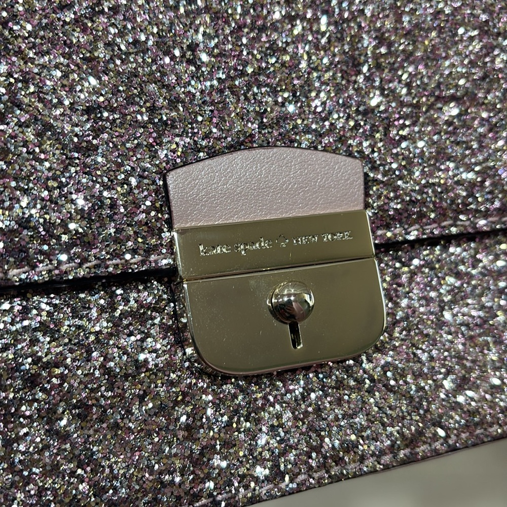 Kate Spade Eden Sunset Lane Rose Gold Glitter Sparkle Crossbody Purse Bag - Picture 4 of 16